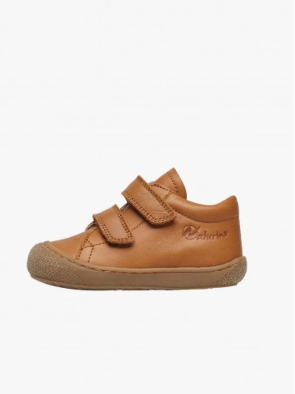 Naturino Tan Leather First-Step Shoes with Double Straps